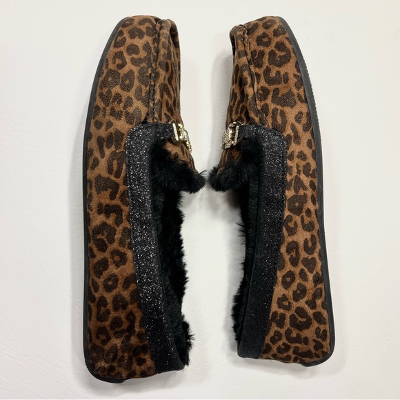 Juicy Couture Loafer Shoes Cozy Slippers Glitter Rhinestone Fur Lined Size 10 - Picture 5 of 11